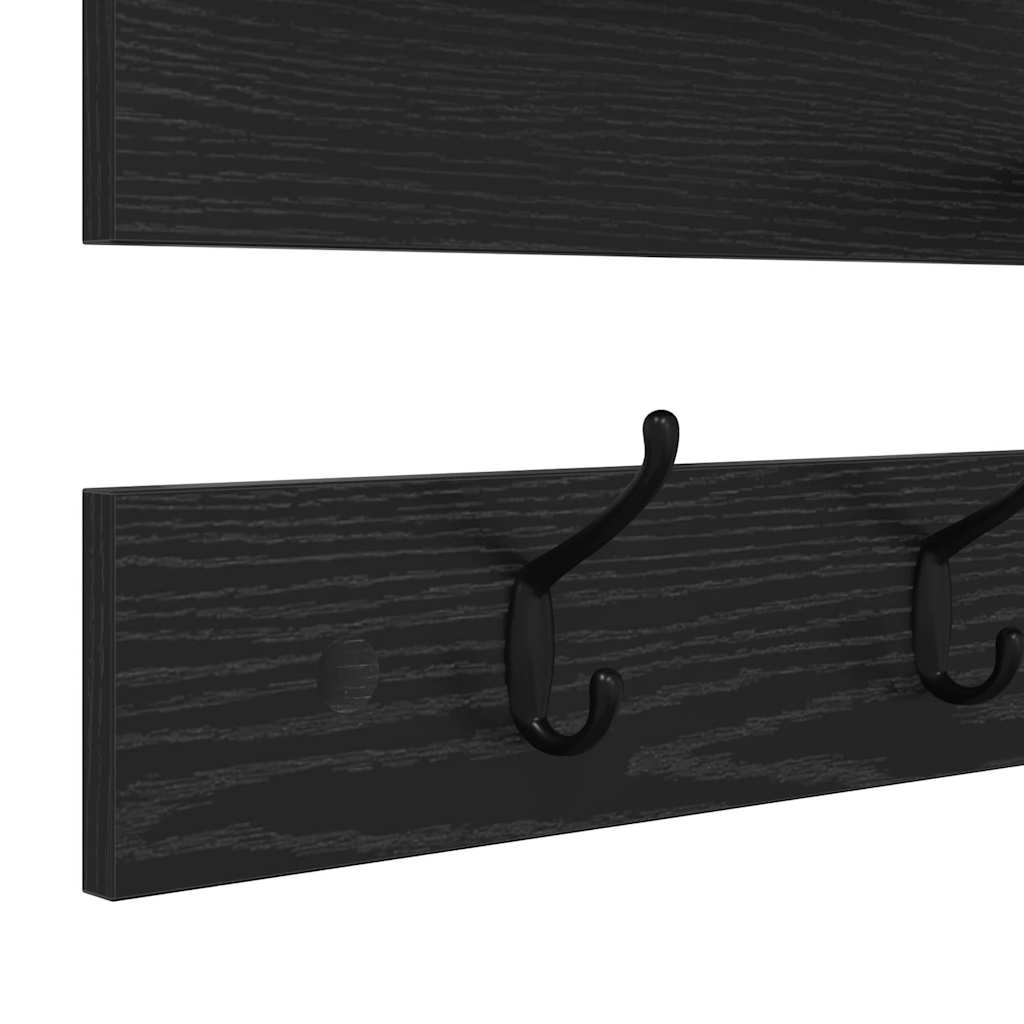 Vægmonteret Jakkeholder Sort eg 90 x 15 x 36 cm Konstrueret træ