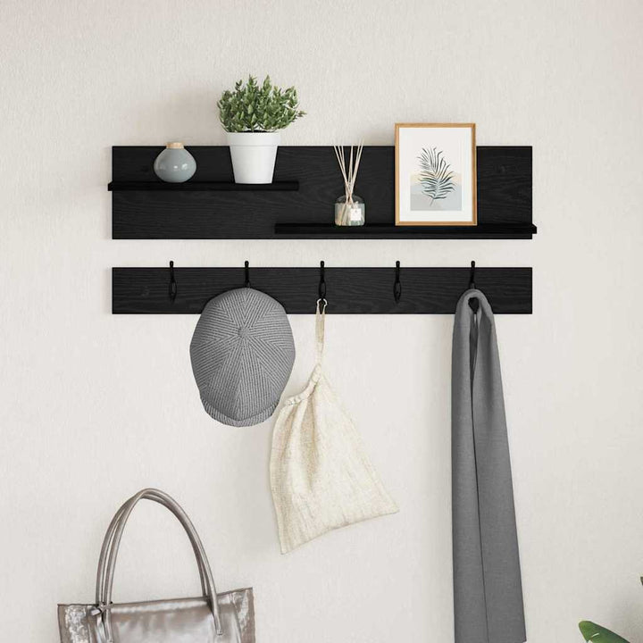 Vægmonteret Jakkeholder Vægmonteret Sort eg 90 x 15 x 36 cm
