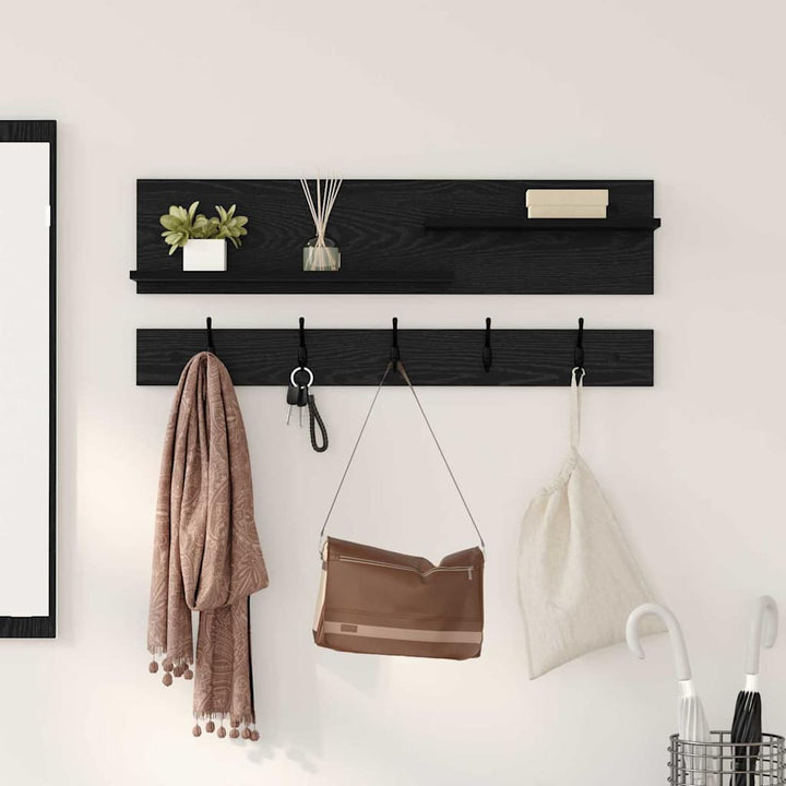 Vægmonteret Jakkeholder Sort eg 90 x 15 x 36 cm Konstrueret træ