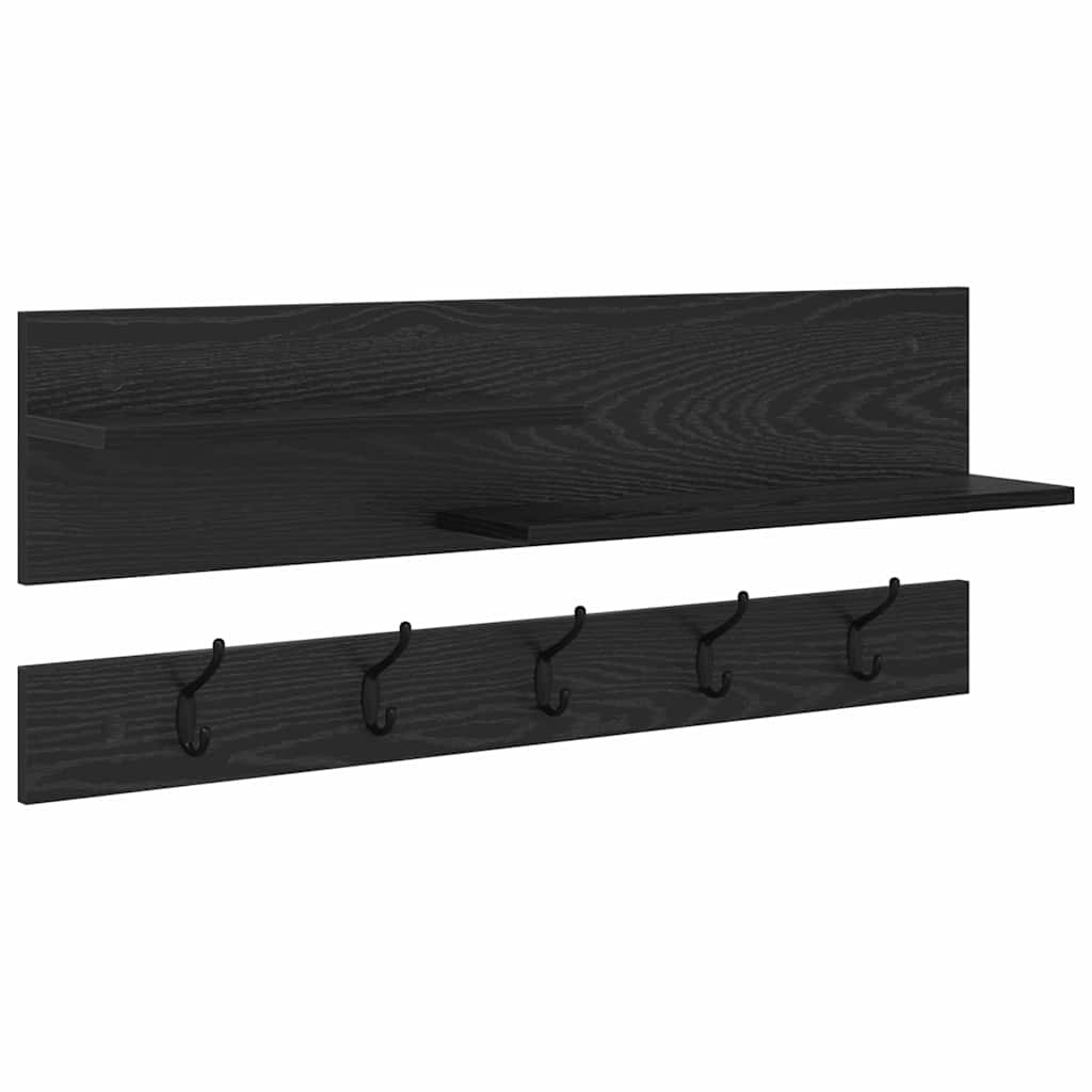 Vægmonteret Jakkeholder Sort eg 90 x 15 x 36 cm Konstrueret træ