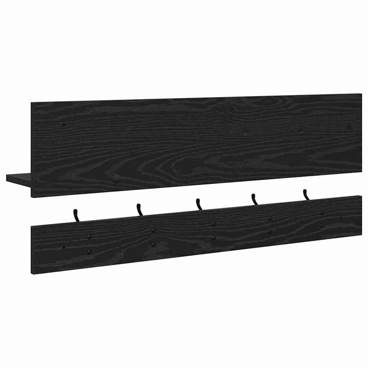 Vægmonteret Jakkeholder Sort eg 90 x 15 x 36 cm Konstrueret træ