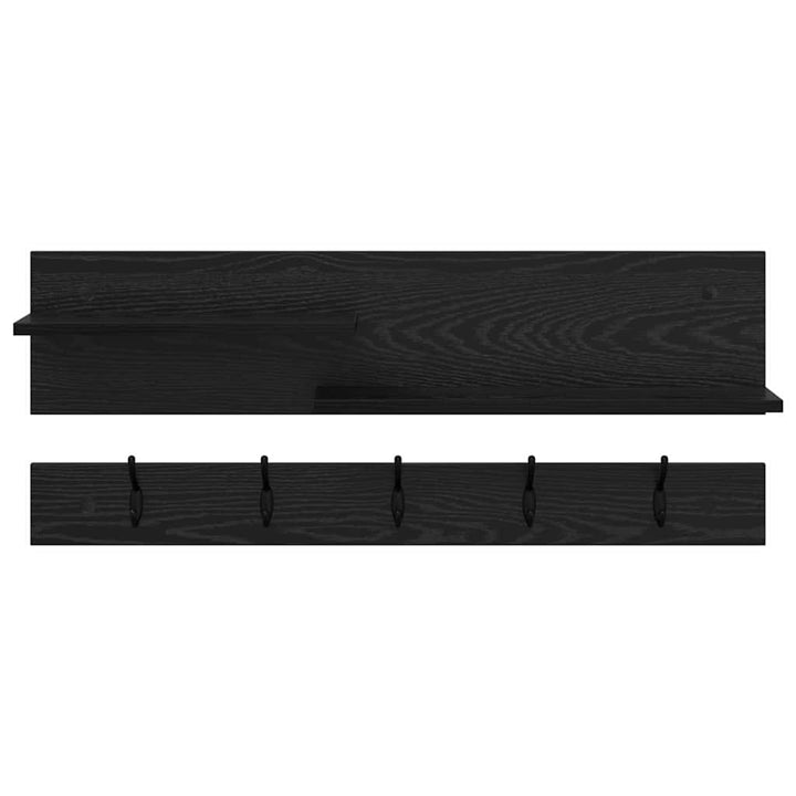 Vægmonteret Jakkeholder Sort eg 90 x 15 x 36 cm Konstrueret træ