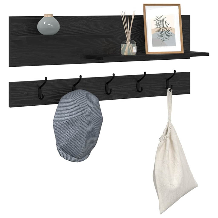 Vægmonteret Jakkeholder Vægmonteret Sort eg 90 x 15 x 36 cm