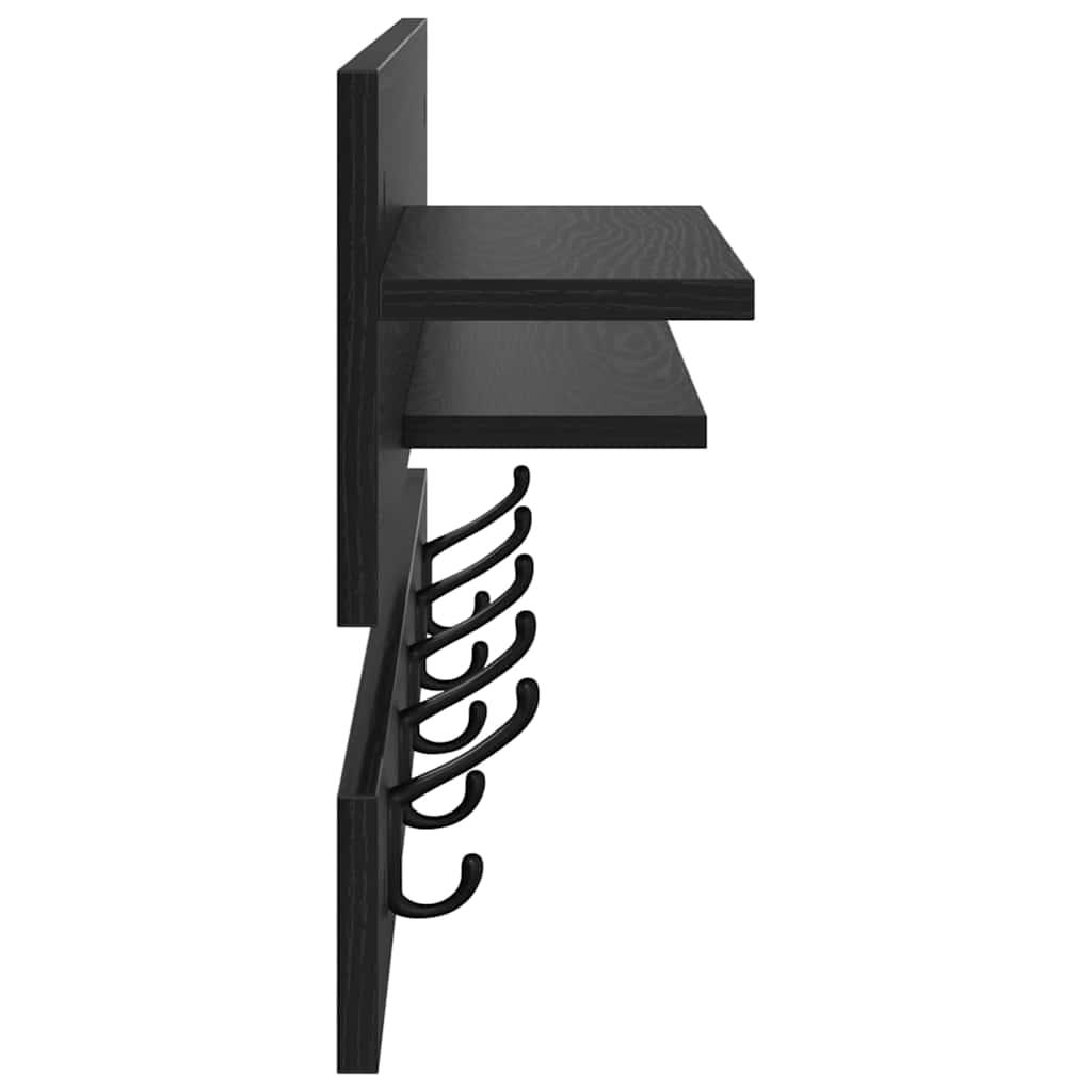 Vægmonteret Jakkeholder Sort eg 90 x 15 x 36 cm Konstrueret træ
