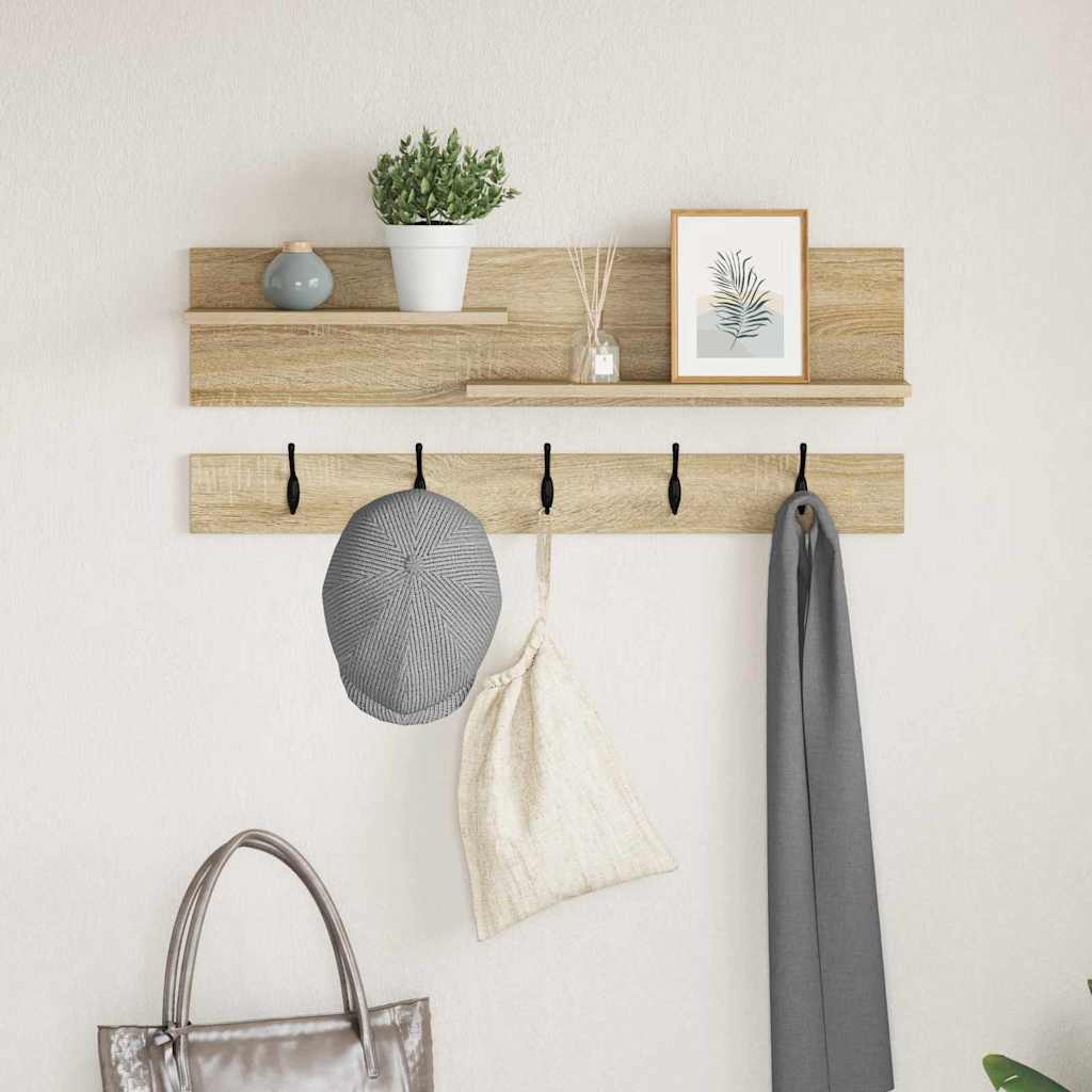 Vægmonteret Jakkeholder med hylde Sonoma eg 90 x 15 x 36 cm