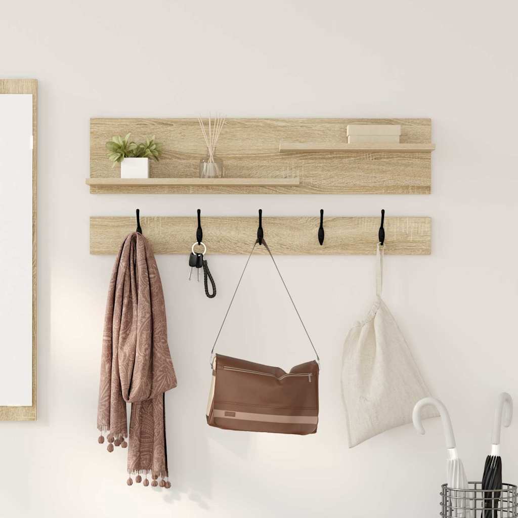 Vægmonteret Jakkeholder med hylde Sonoma eg 90 x 15 x 36 cm