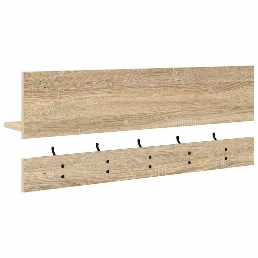 Vægmonteret Jakkeholder med hylde Sonoma eg 90 x 15 x 36 cm