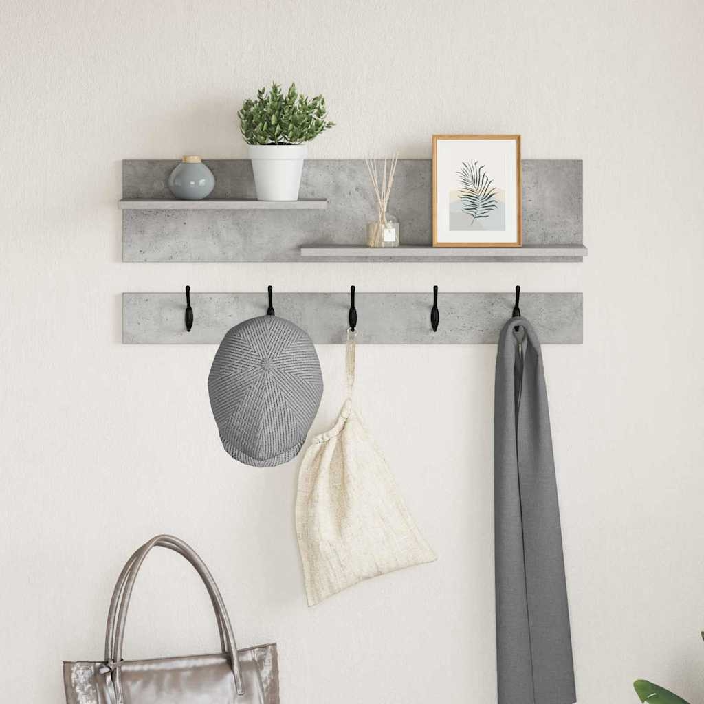 Vægmonteret Jakkeholder med hylde Beton Grå 90 x 15 x 36 cm