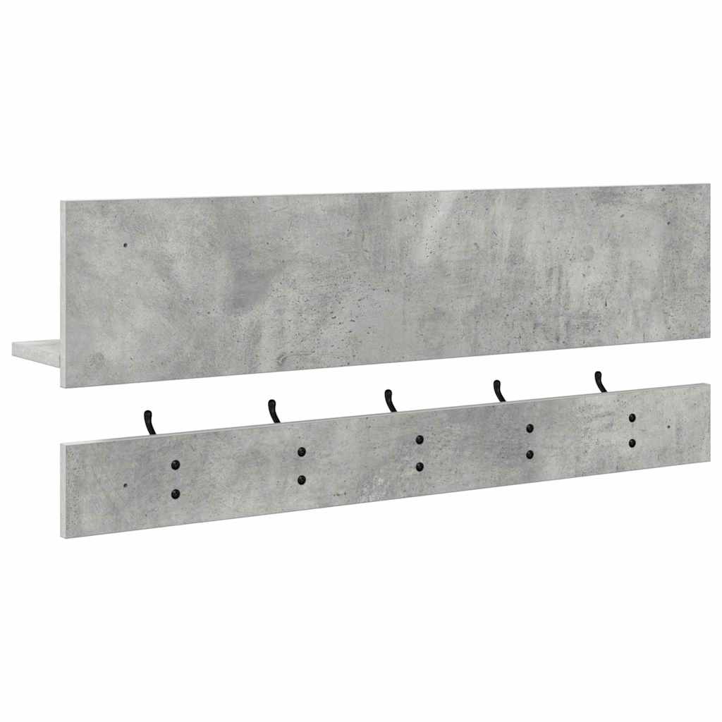 Vægmonteret Jakkeholder med hylde Beton Grå 90 x 15 x 36 cm