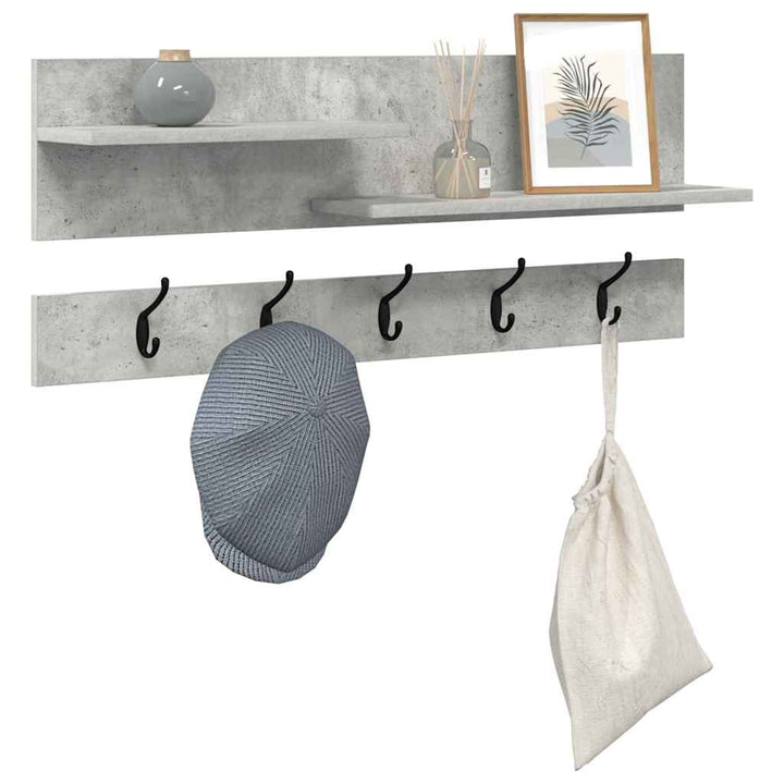 Vægmonteret Jakkeholder med hylde Beton Grå 90 x 15 x 36 cm