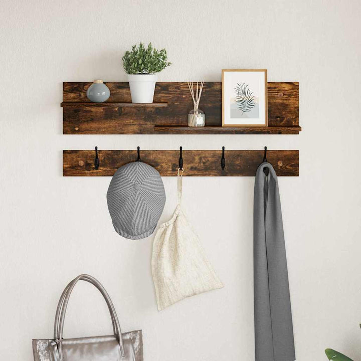 Vægmonteret Jakkeholder med hylde Røget eg 90 x 15 x 36 cm