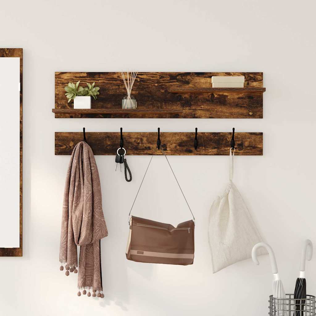 Vægmonteret Jakkeholder med hylde Røget eg 90 x 15 x 36 cm