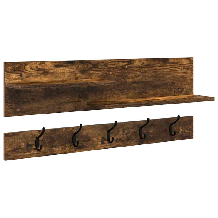 Vægmonteret Jakkeholder med hylde Røget eg 90 x 15 x 36 cm