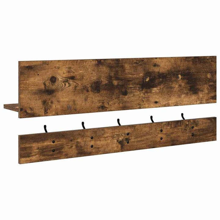Vægmonteret Jakkeholder med hylde Røget eg 90 x 15 x 36 cm