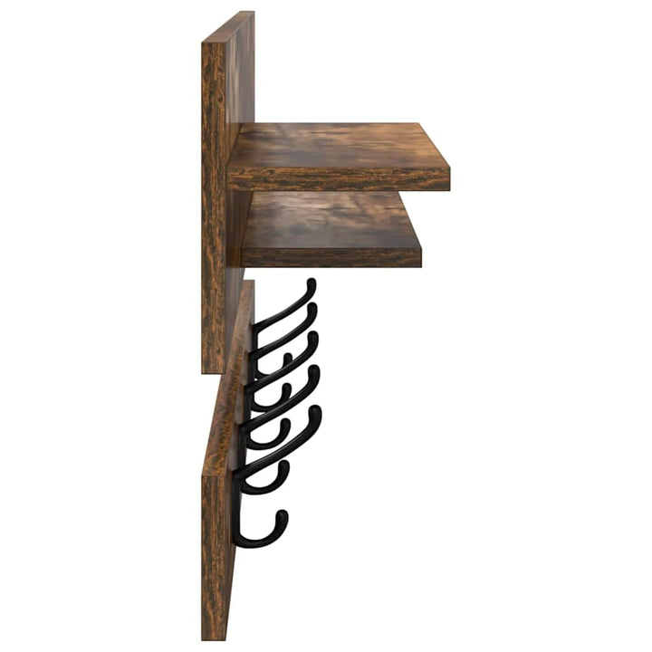 Vægmonteret Jakkeholder med hylde Røget eg 90 x 15 x 36 cm