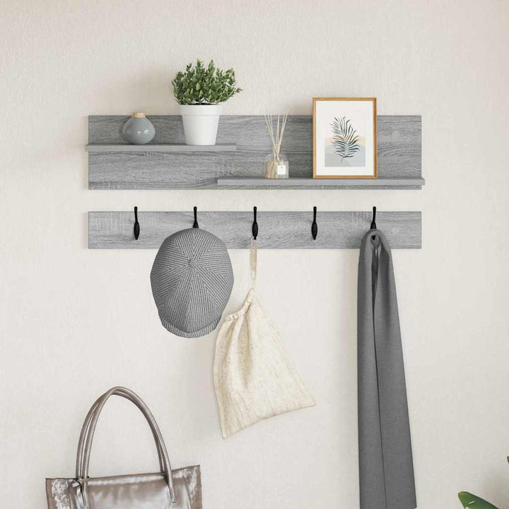 Vægmonteret Jakkeholder med hylde Grå Sonoma 90 x 15 x 36 cm