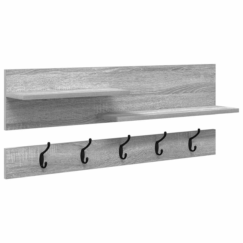Vægmonteret Jakkeholder med hylde Grå Sonoma 90 x 15 x 36 cm
