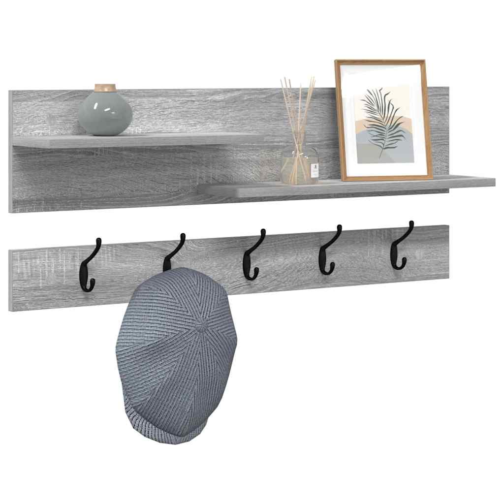 Vægmonteret Jakkeholder med hylde Grå Sonoma 90 x 15 x 36 cm