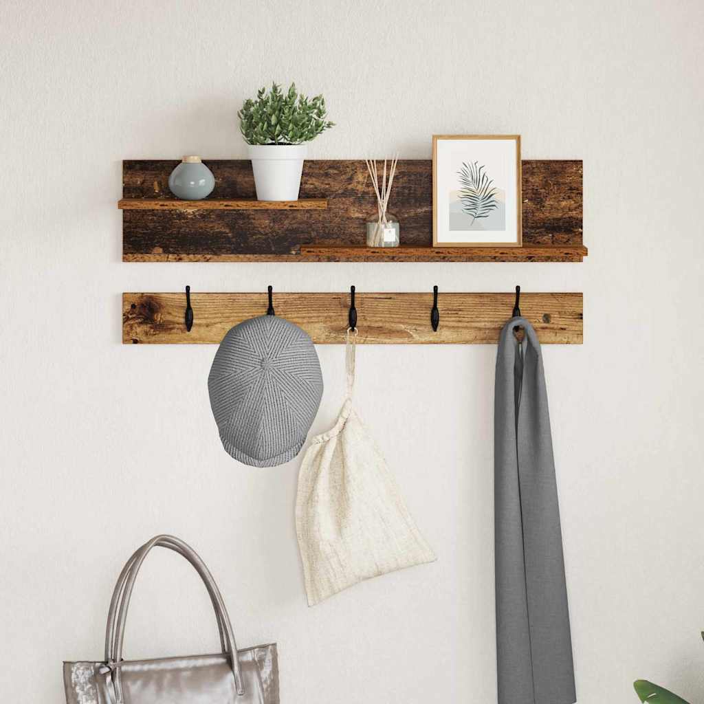 Vægmonteret Jakkeholder Vægmonteret Gammelt træ 90 x 15 x 36 cm