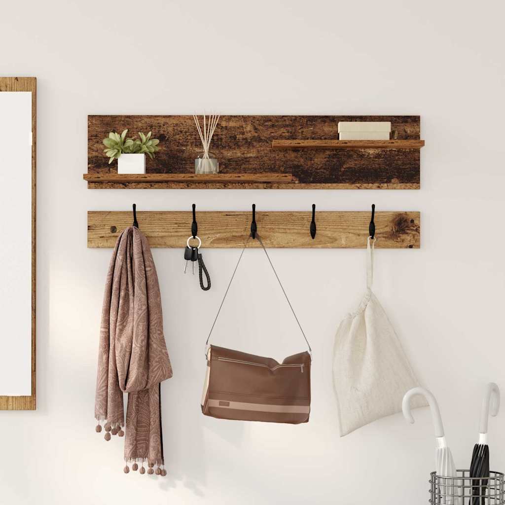 Vægmonteret Jakkeholder Vægmonteret Gammelt træ 90 x 15 x 36 cm