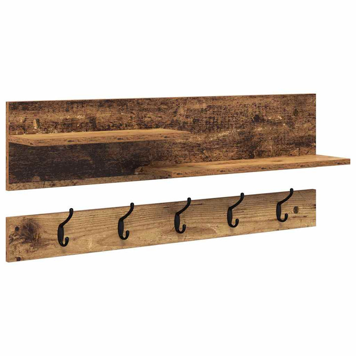 Vægmonteret Jakkeholder Vægmonteret Gammelt træ 90 x 15 x 36 cm