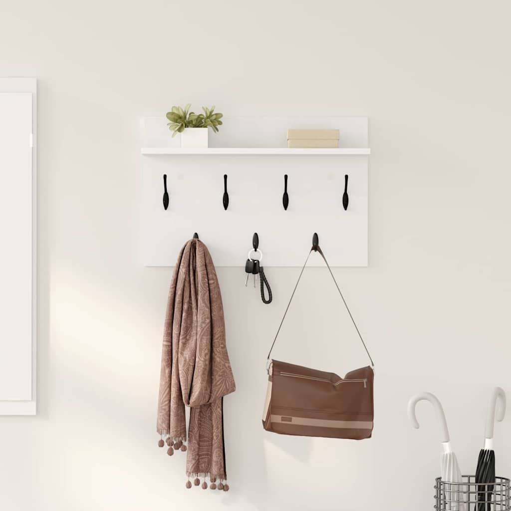 Vægmonteret Jakkeholder Hvid 60 x 40 x 12 cm Konstrueret træ