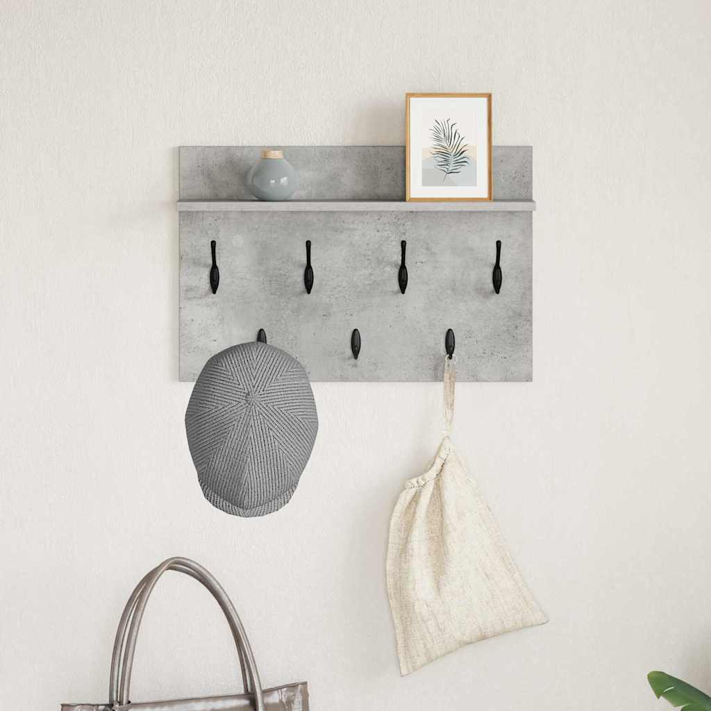 Vægmonteret Jakkeholder med hylde Beton Grå 60 x 40 x 12 cm