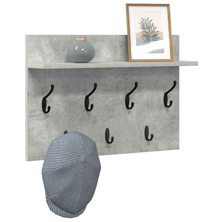 Vægmonteret Jakkeholder med hylde Beton Grå 60 x 40 x 12 cm
