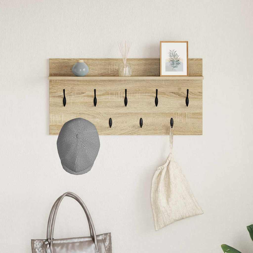 Vægmonteret Jakkeholder med hylde Sonoma eg 80 x 40 x 12 cm