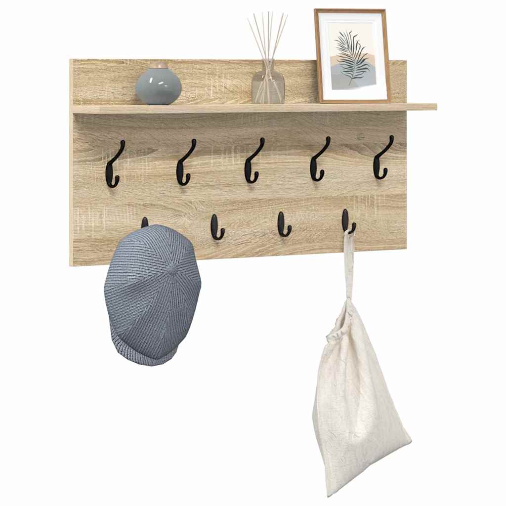 Vægmonteret Jakkeholder med hylde Sonoma eg 80 x 40 x 12 cm