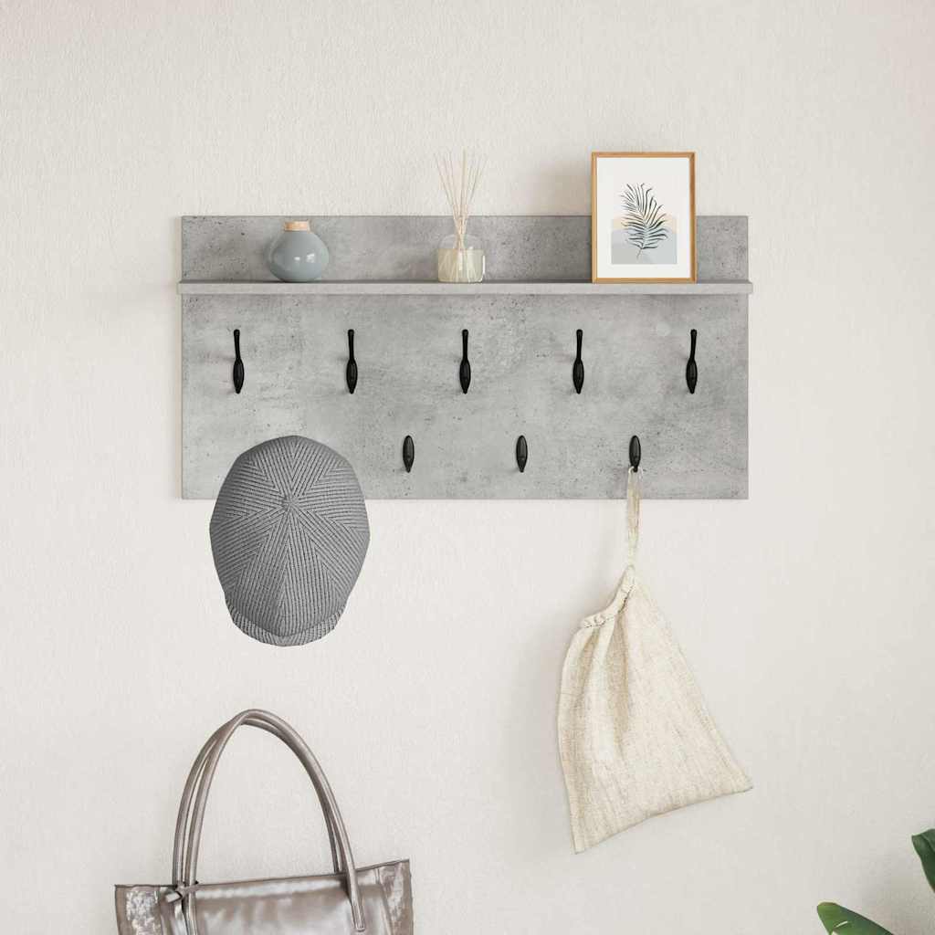 Vægmonteret Jakkeholder med hylde Beton Grå 80 x 40 x 12 cm