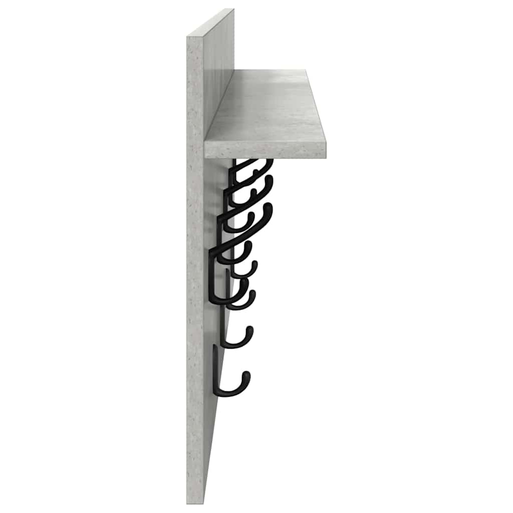 Vægmonteret Jakkeholder med hylde Beton Grå 80 x 40 x 12 cm