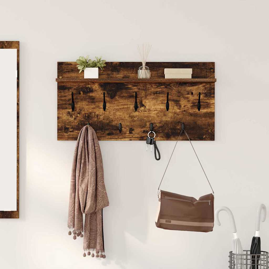 Vægmonteret Jakkeholder med hylde Røget eg 80 x 40 x 12 cm