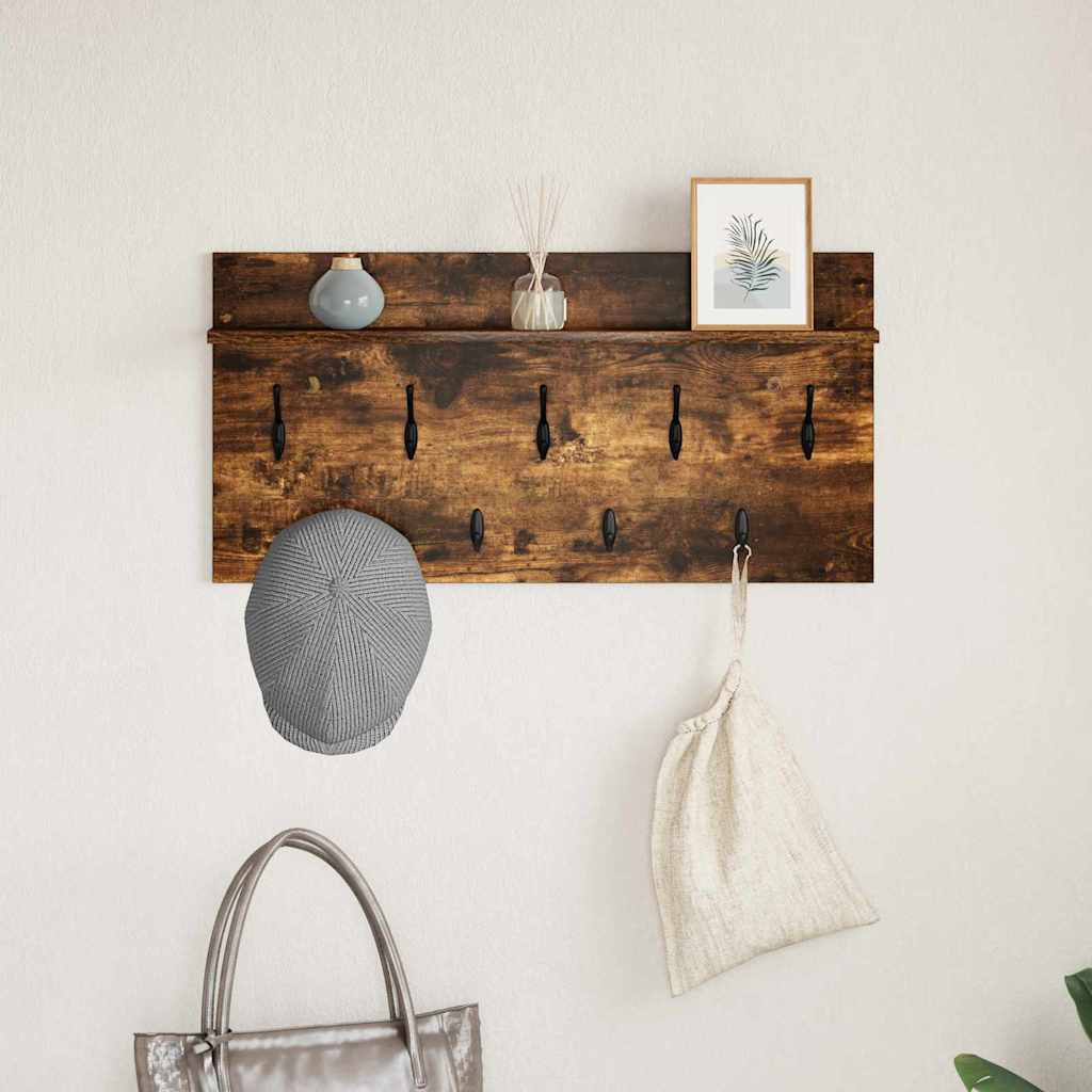 Vægmonteret Jakkeholder med hylde Røget eg 80 x 40 x 12 cm