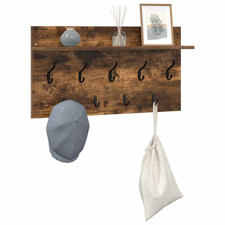 Vægmonteret Jakkeholder med hylde Røget eg 80 x 40 x 12 cm