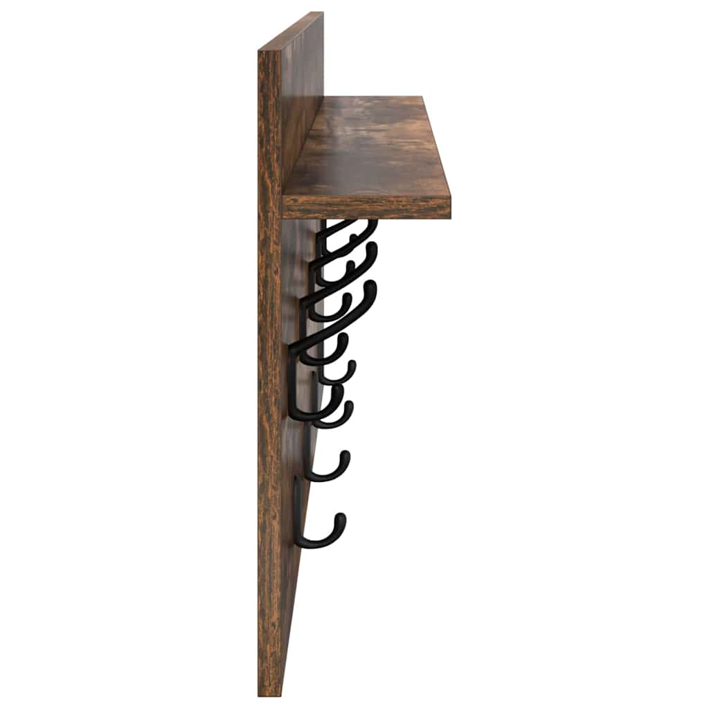 Vægmonteret Jakkeholder med hylde Røget eg 80 x 40 x 12 cm