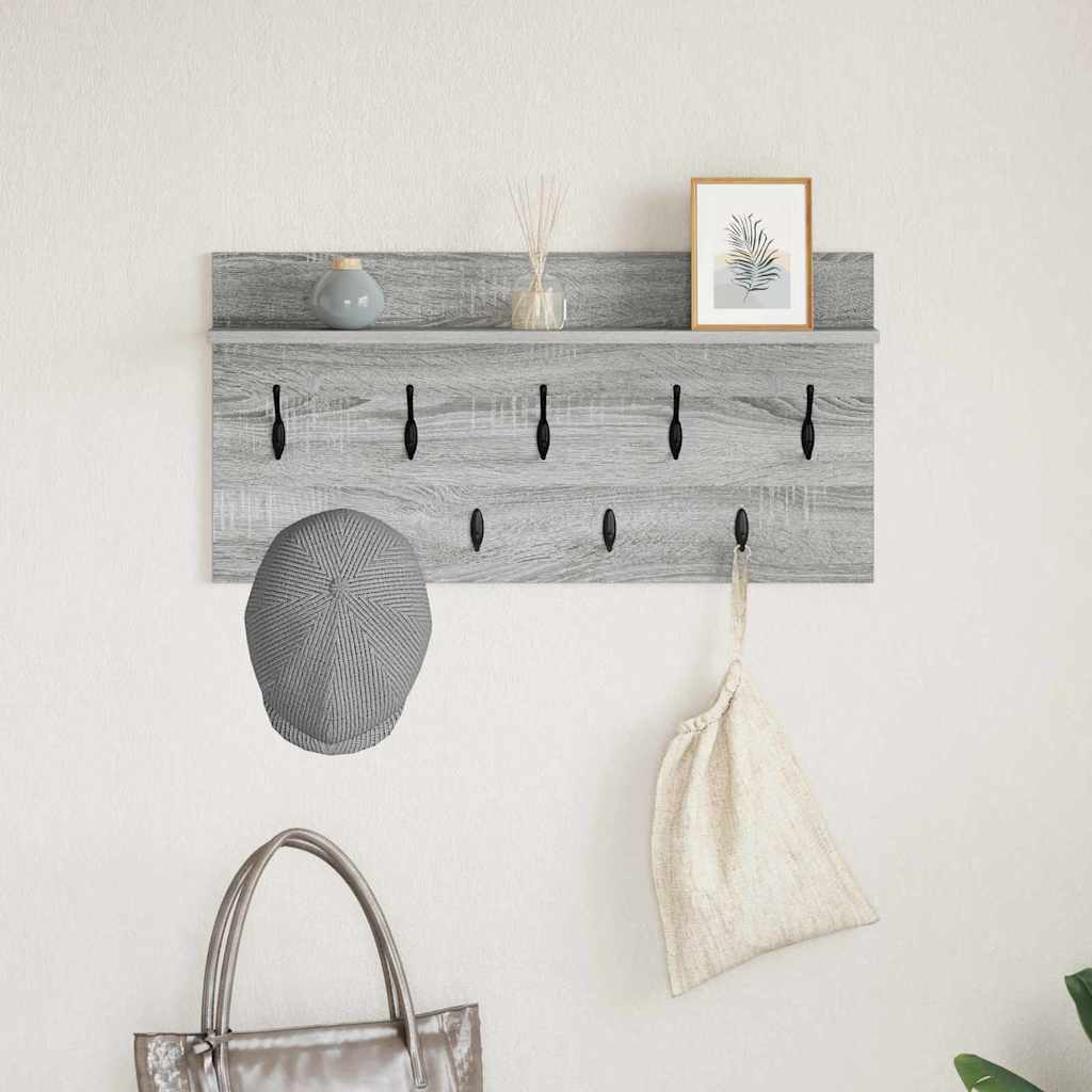 Vægmonteret Jakkeholder med hylde Grå Sonoma 80 x 40 x 12 cm