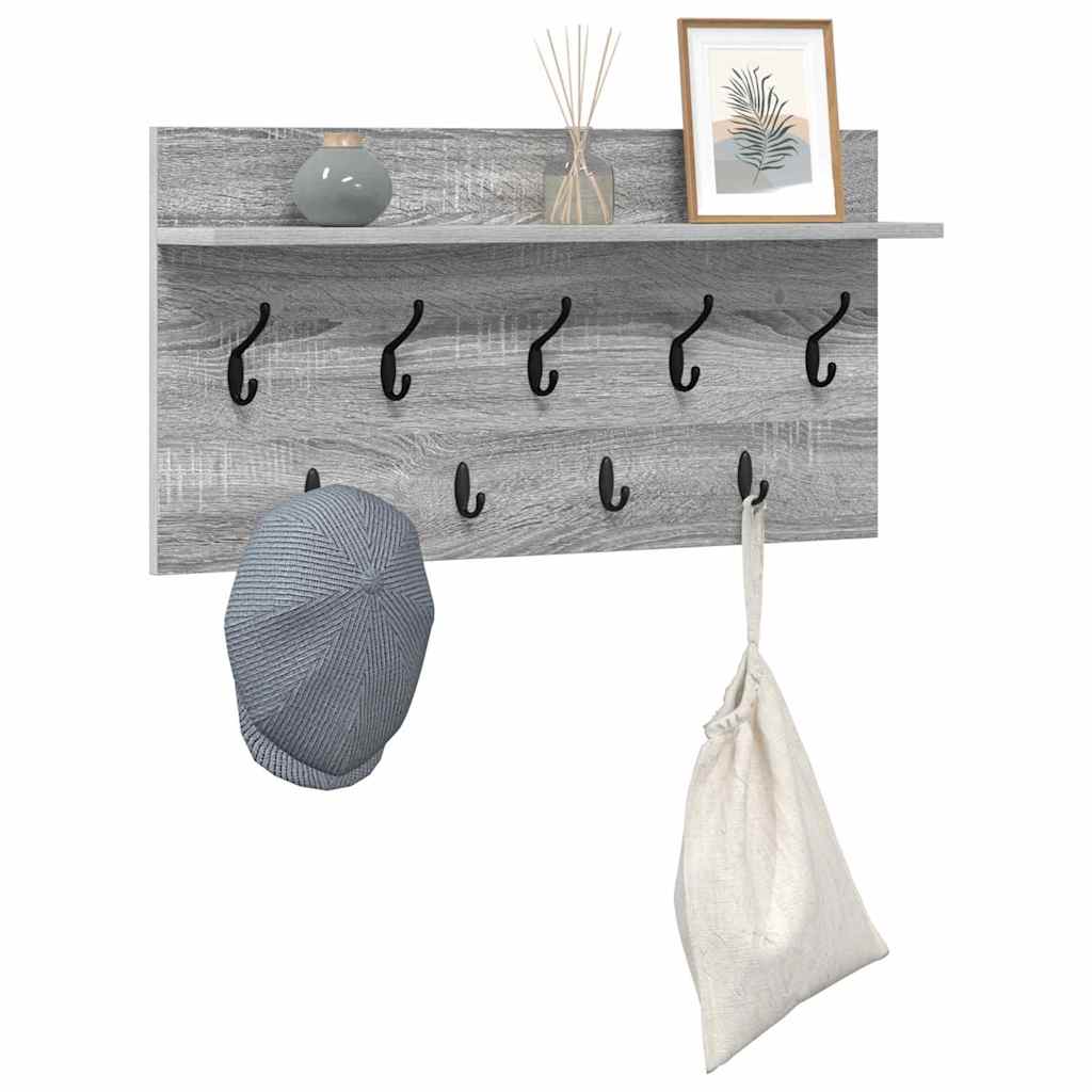 Vægmonteret Jakkeholder med hylde Grå Sonoma 80 x 40 x 12 cm