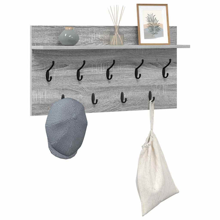 Vægmonteret Jakkeholder med hylde Grå Sonoma 80 x 40 x 12 cm