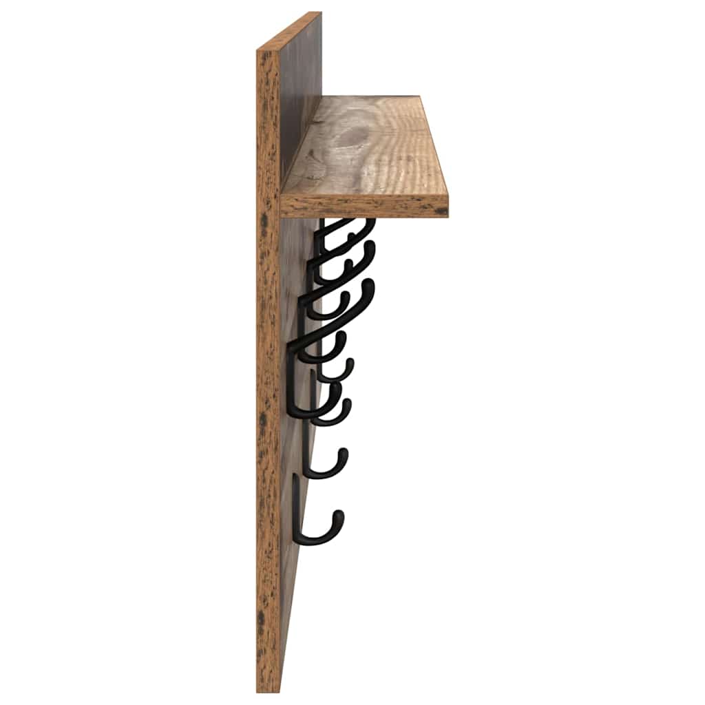 Vægmonteret Jakkeholder Vægmonteret Gammelt træ 80 x 40 x 12 cm