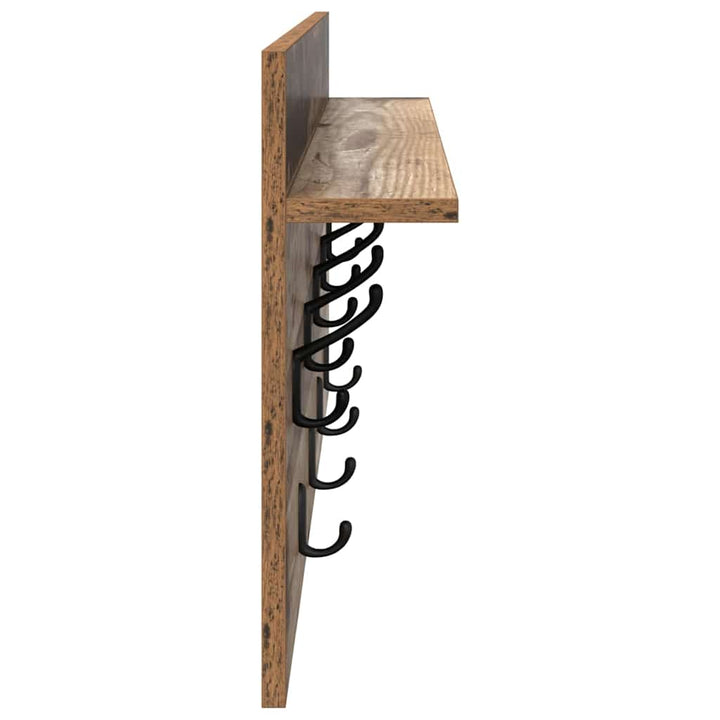 Vægmonteret Jakkeholder Vægmonteret Gammelt træ 80 x 40 x 12 cm