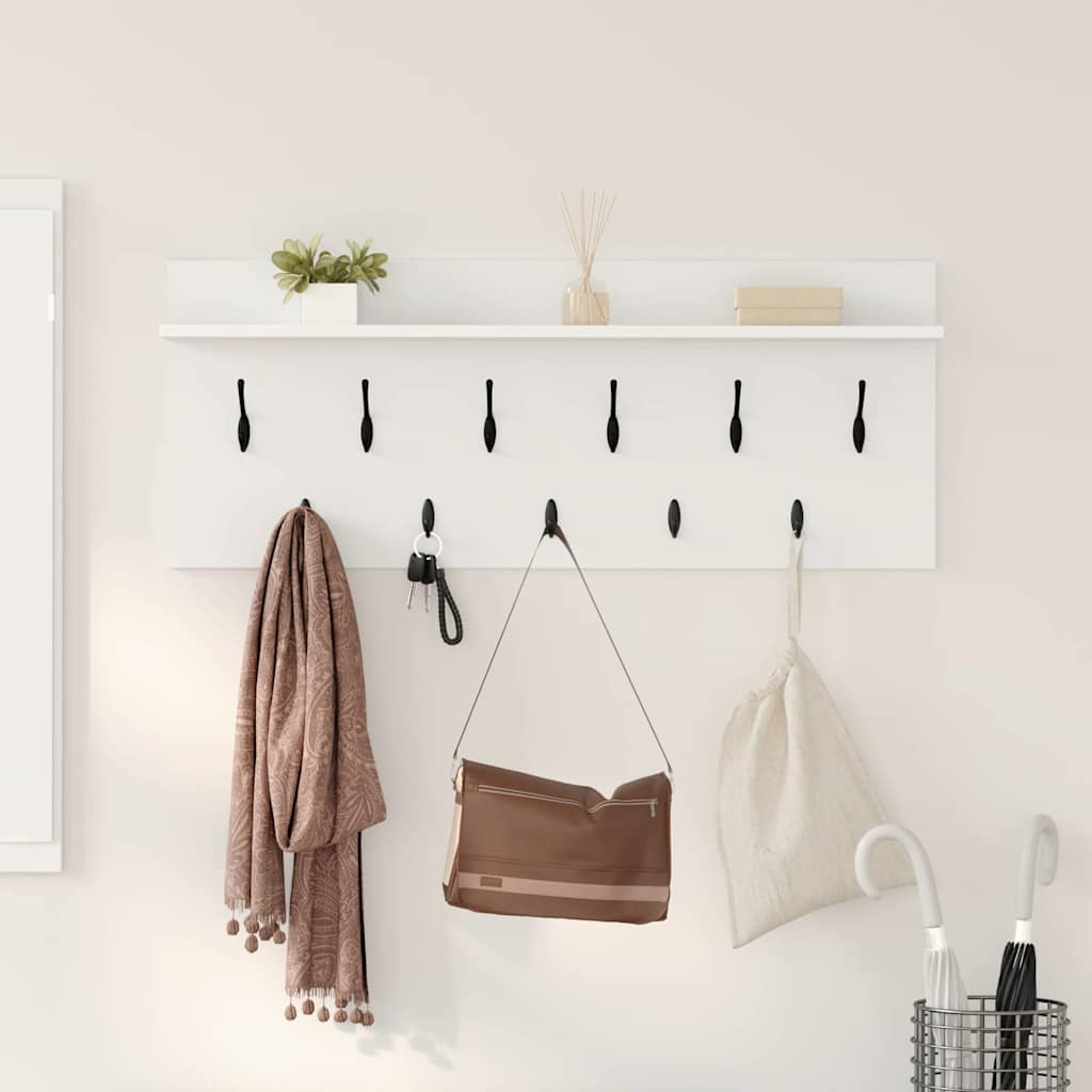 Vægmonteret Jakkeholder Hvid 100 x 40 x 12 cm Konstrueret træ