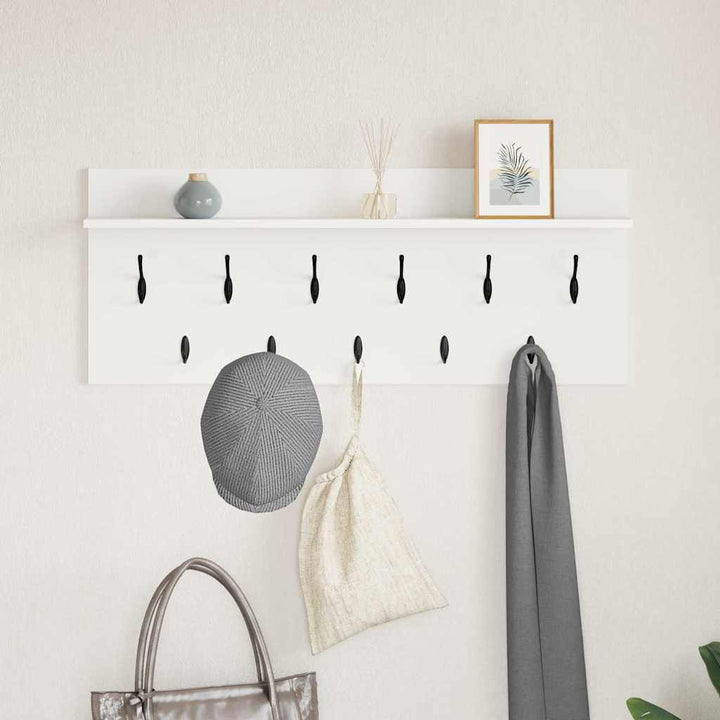 Vægmonteret Jakkeholder Hvid 100 x 40 x 12 cm Konstrueret træ
