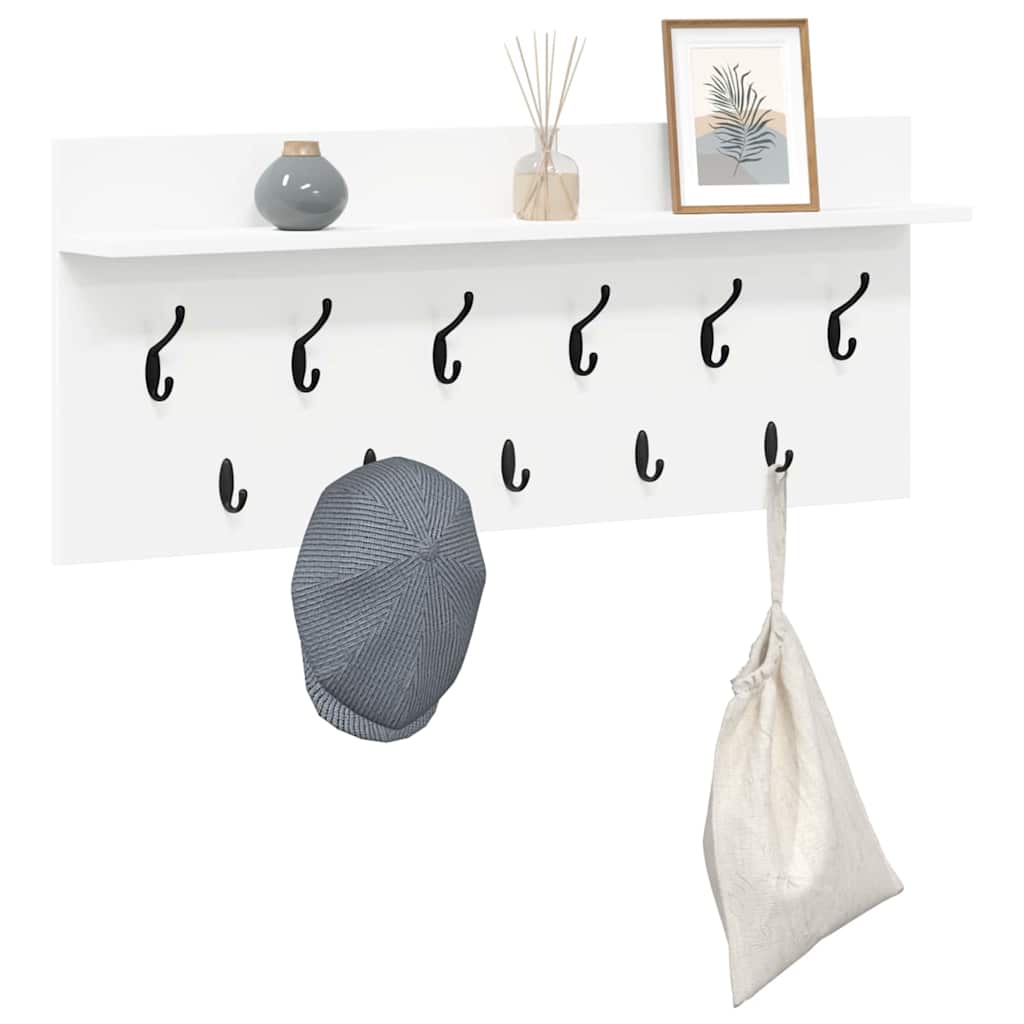 Vægmonteret Jakkeholder Hvid 100 x 40 x 12 cm Konstrueret træ