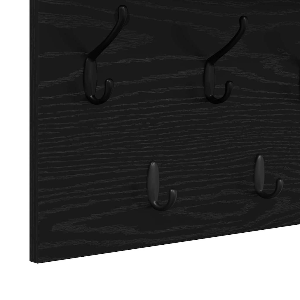 Vægmonteret Jakkeholder med hylde Sort eg 100 x 40 x 12 cm