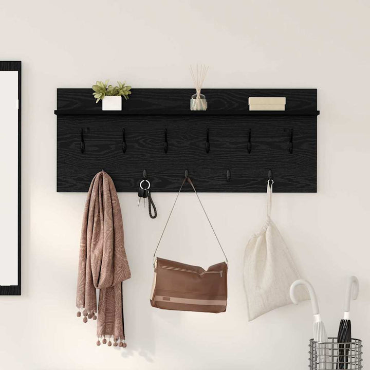 Vægmonteret Jakkeholder med hylde Sort eg 100 x 40 x 12 cm