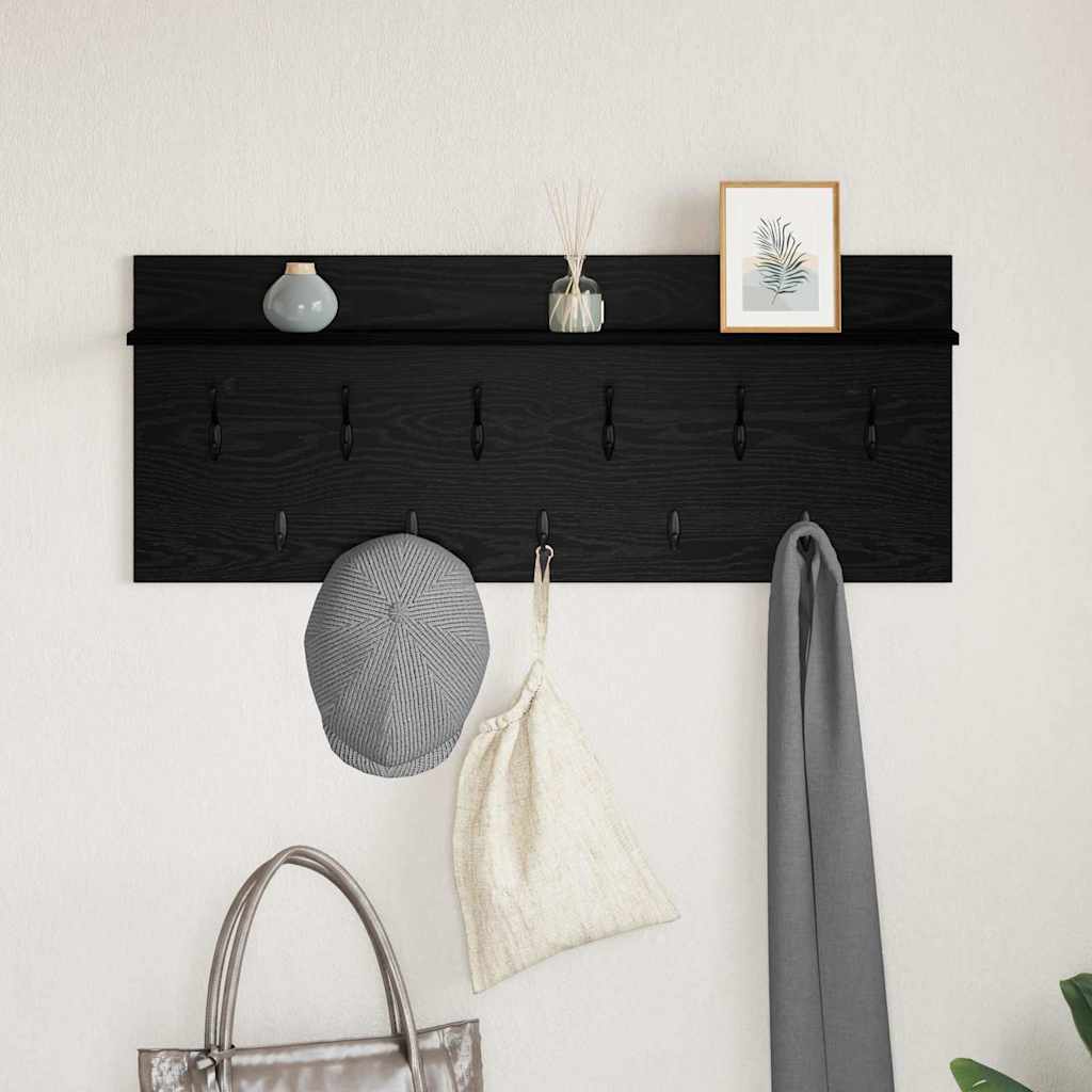 Vægmonteret Jakkeholder med hylde Sort eg 100 x 40 x 12 cm