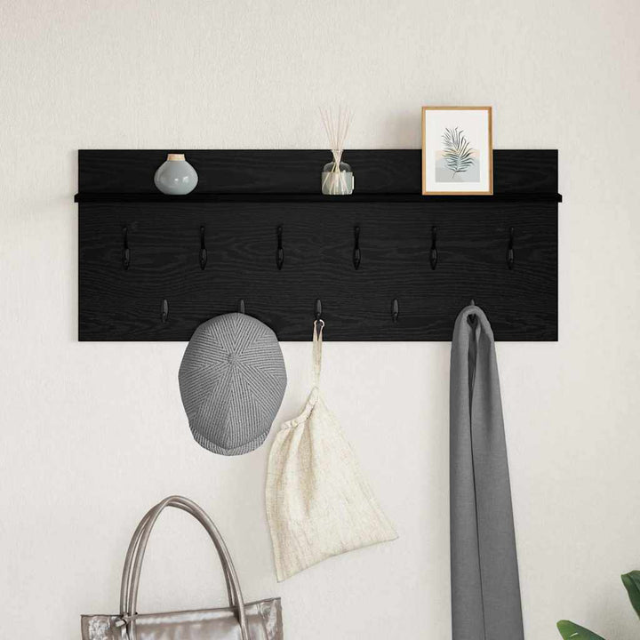 Vægmonteret Jakkeholder Vægmonteret Sort eg 100 x 40 x 12 cm