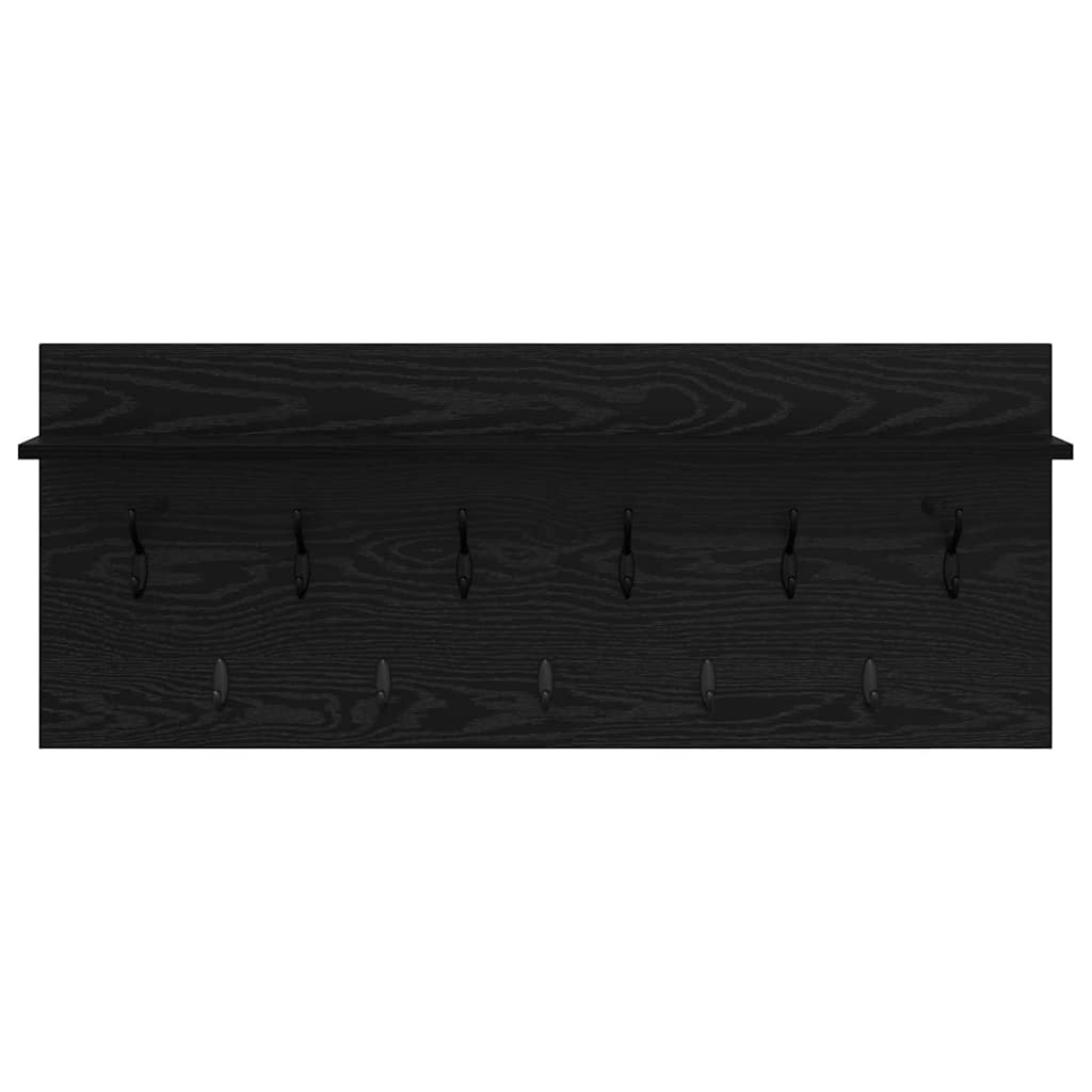Vægmonteret Jakkeholder med hylde Sort eg 100 x 40 x 12 cm