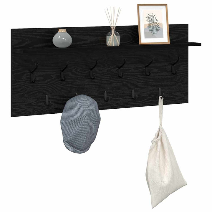 Vægmonteret Jakkeholder med hylde Sort eg 100 x 40 x 12 cm